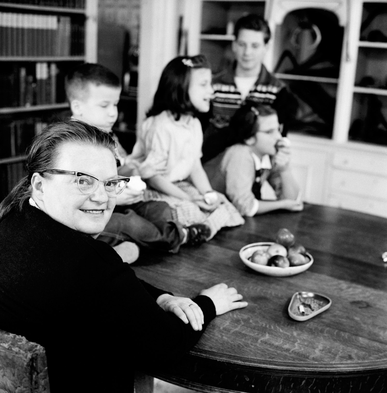 Shirley Jackson with her children, North Bennington, Vermont, 1956