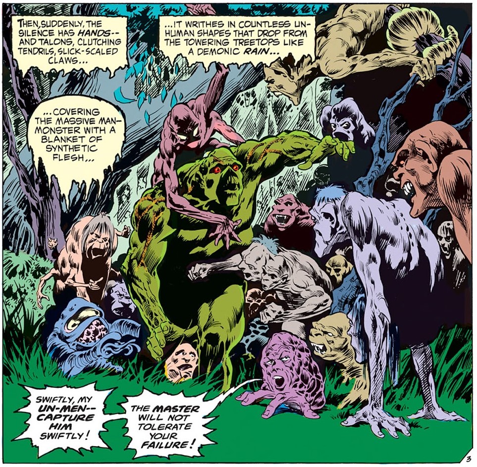 Swamp Thing beset by Un-Men, Swamp Thing #2, 1973