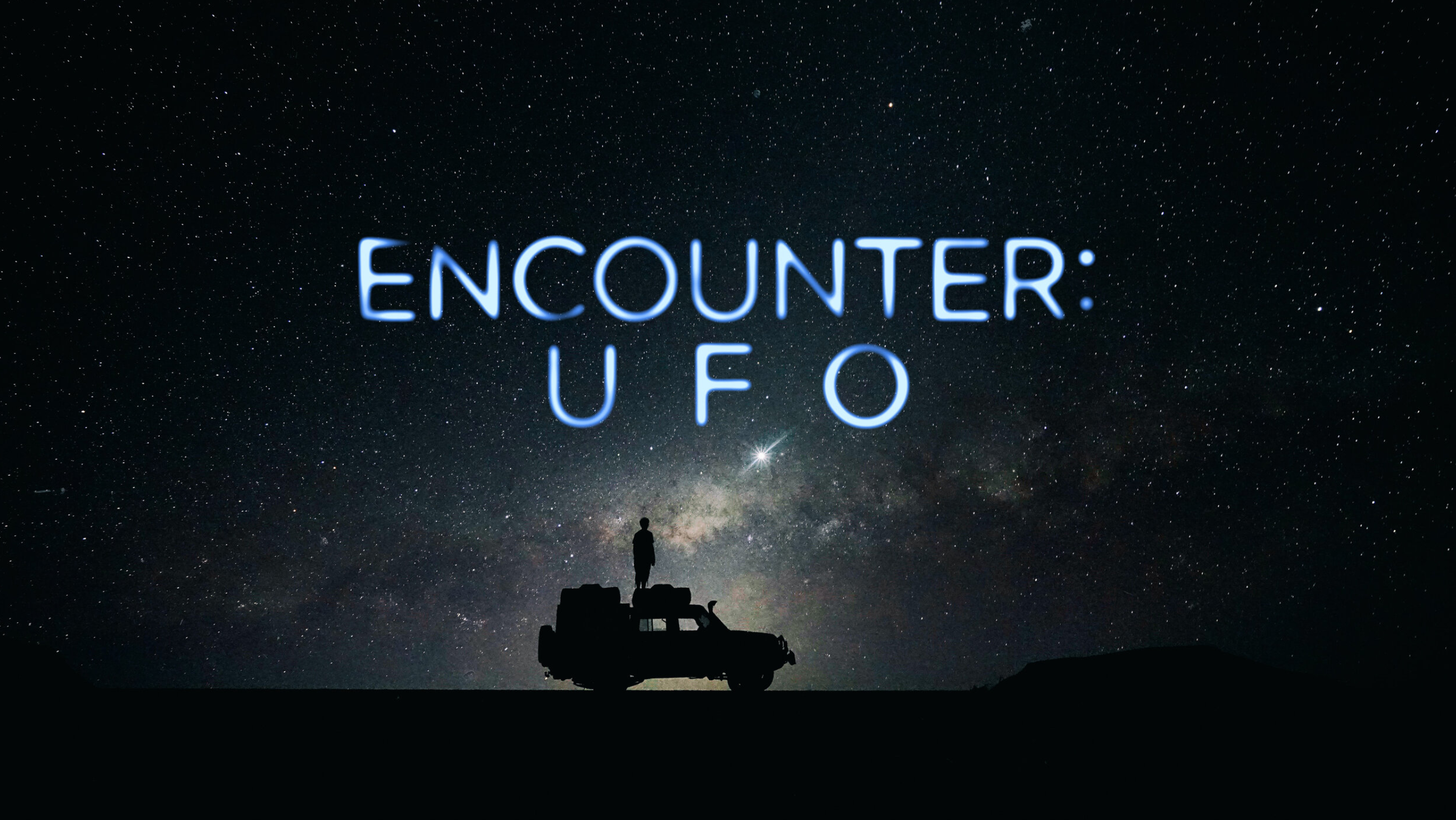 Encounter UFO on T+E - a picture of a dune buggy with the backdrop of an infinite night sky