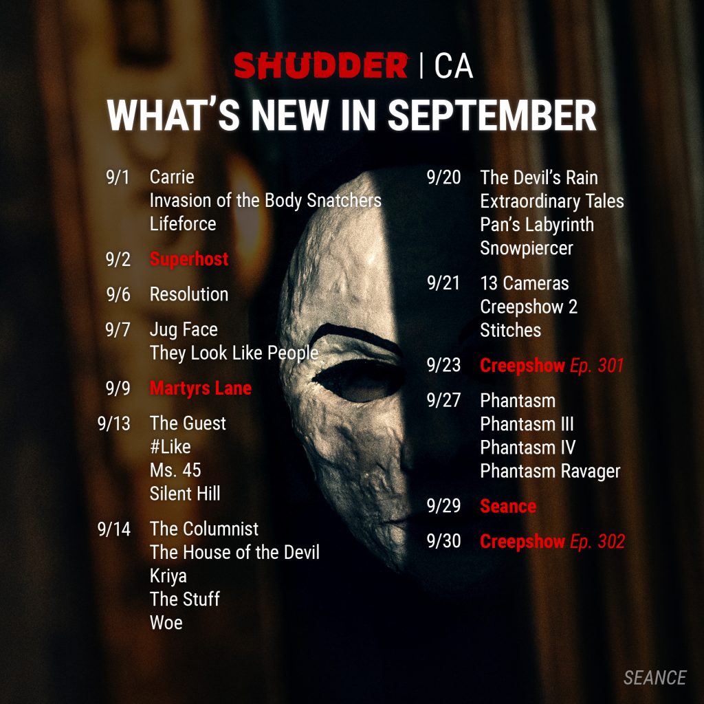 Shudder CA September 2021 Schedule