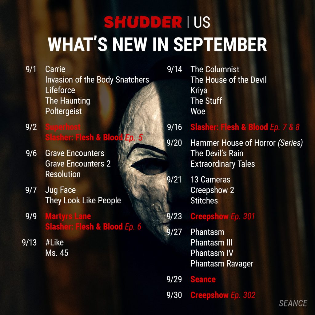 Shudder US September 2021 Schedule