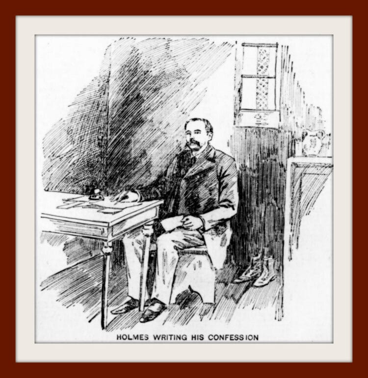 H-H-Holmes-murder-case-1896-Writing-confession-750×772
