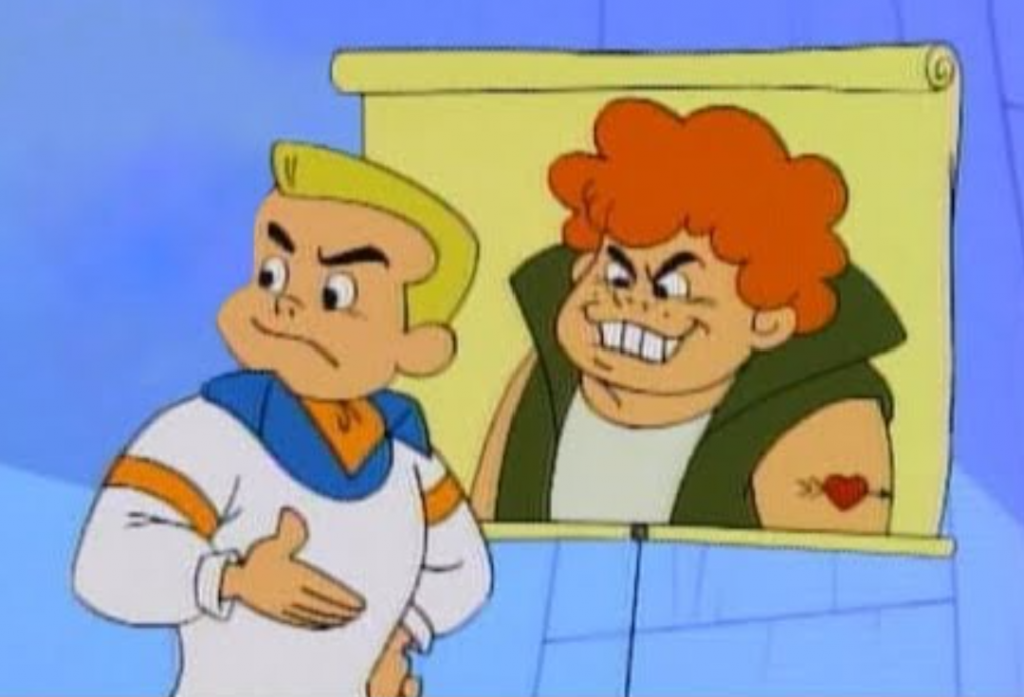 A blond kid trying to blame a red head for something he didn't do. 'Red Herring' from Scooby Doo