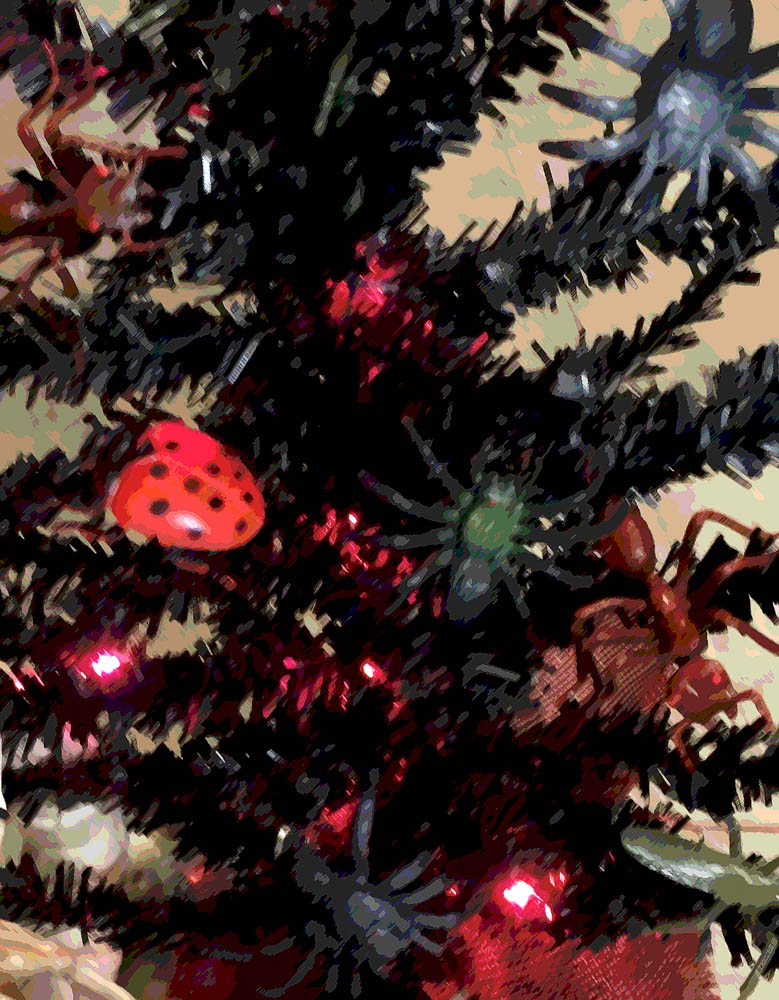 Detail of bug-covered Christmas tree