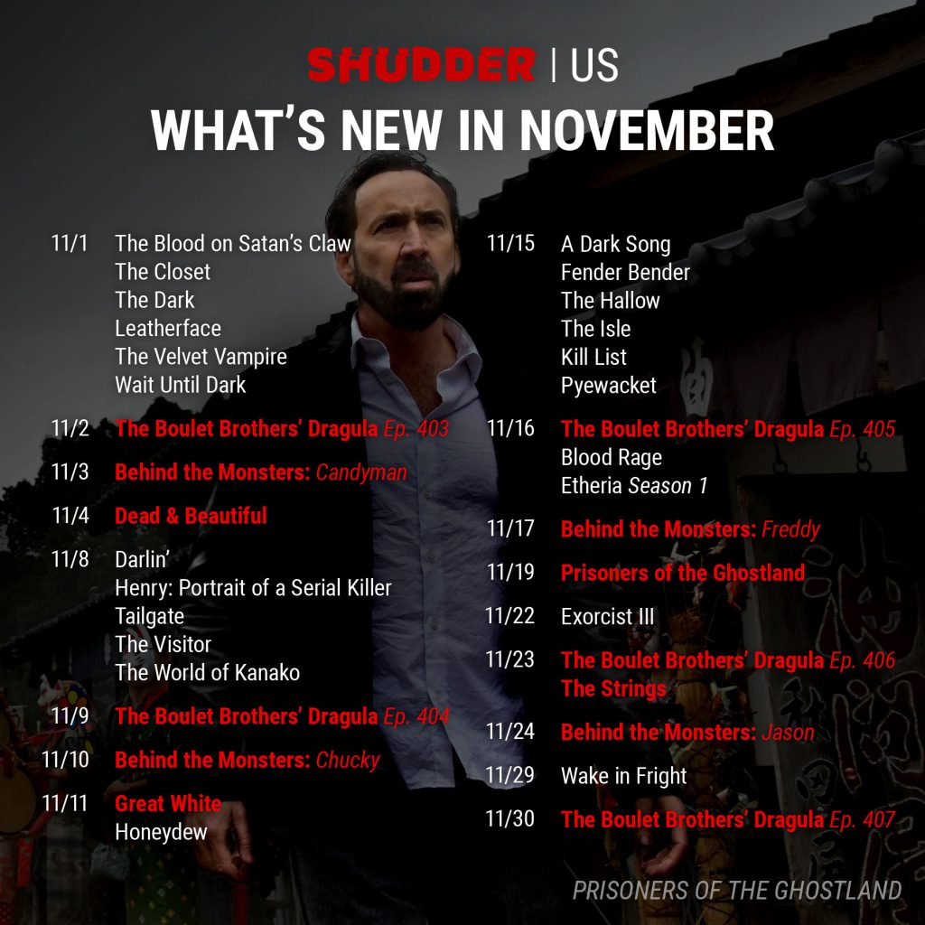 US Shudder November 2021 Schedule