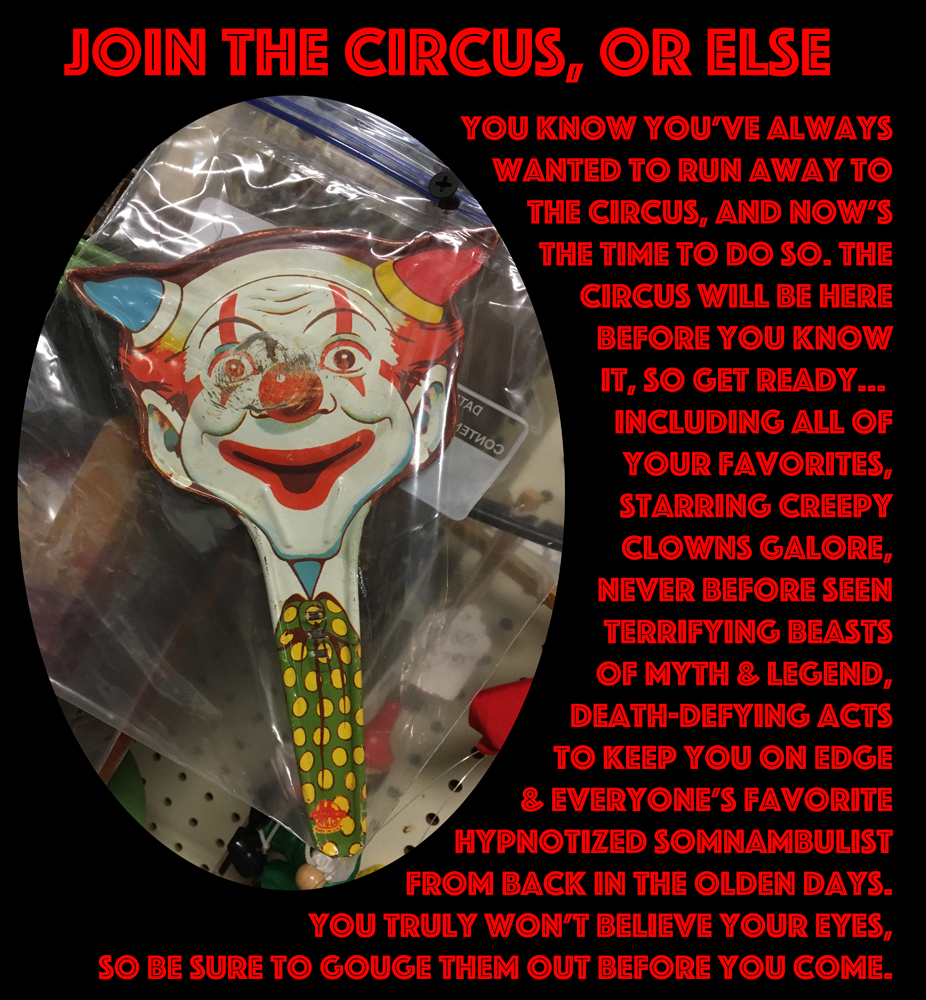 call to join the circus - text as follows