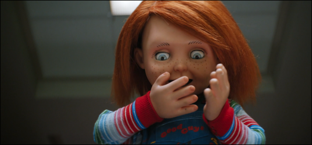 Chucky - S1 E6 - "Cape Queer" screencap, Chucky feigning shock