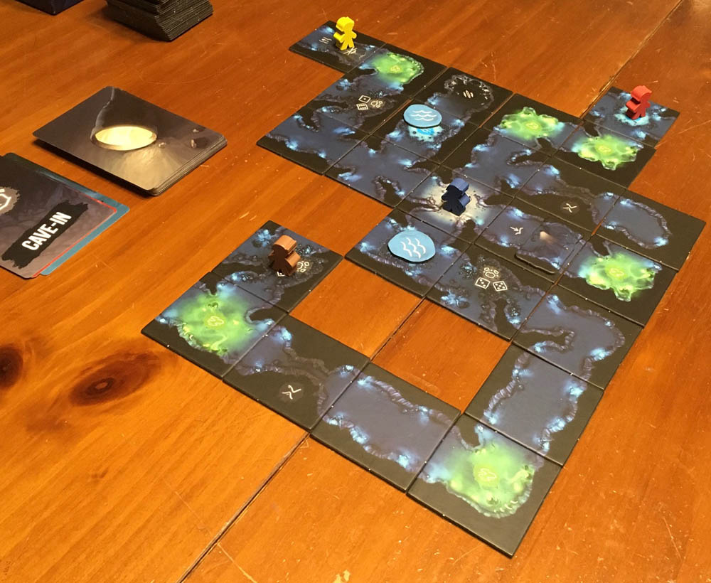 one view of the Sub Terra game setup and evolving board