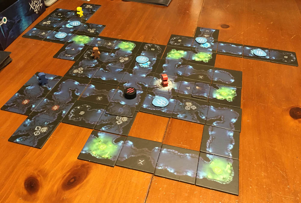 later view of the Sub Terra game setup and evolving board