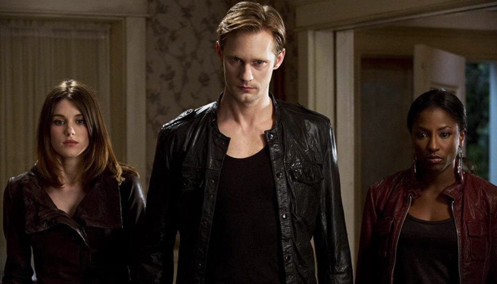 Trueblood S5E12 Nora, Eric, and Tara at Sookie's home