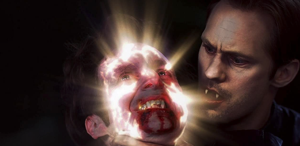 Trueblood S5E12 Russell exploding as Eric stakes him