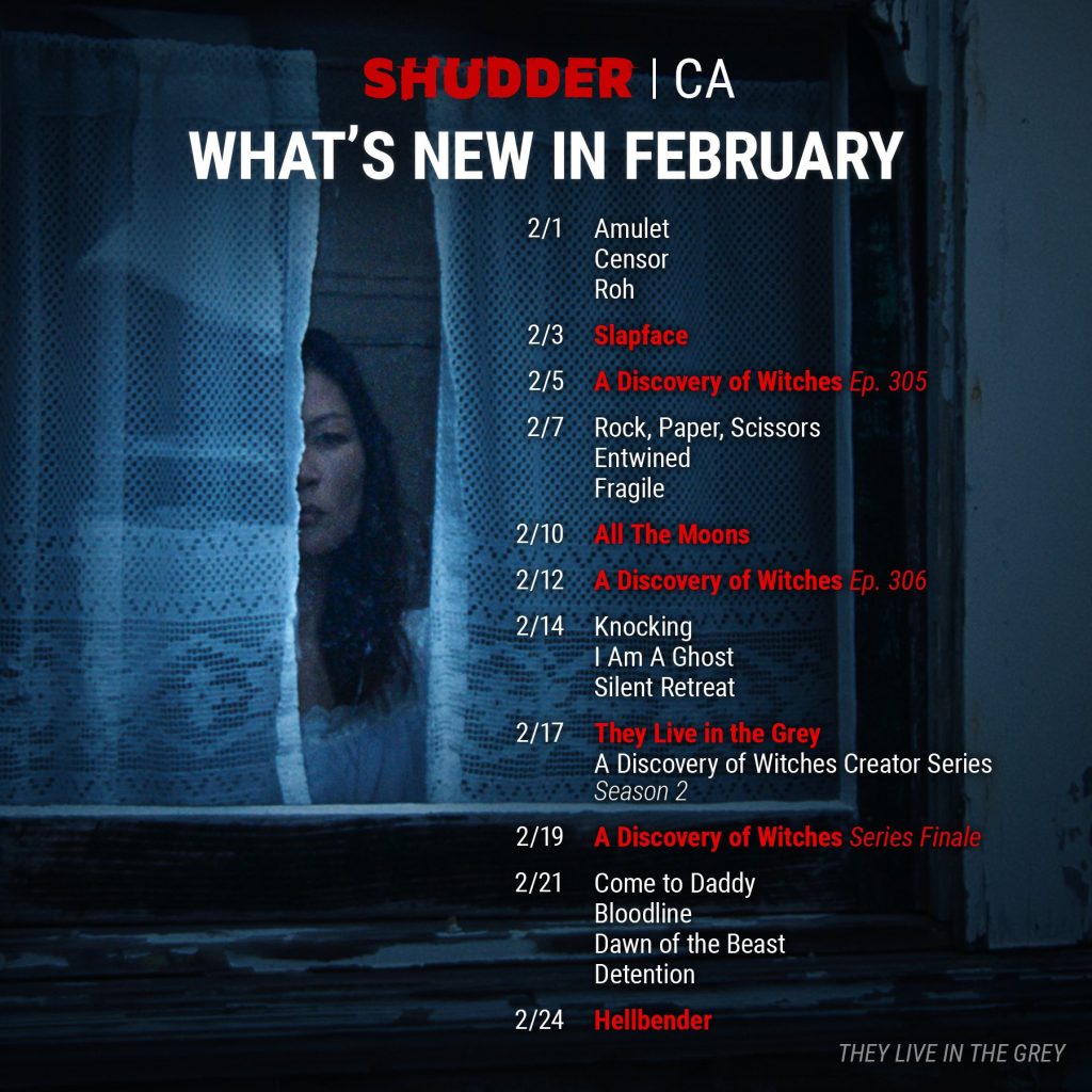 Shudder February 2022 - Content Guide Graphic for Canada