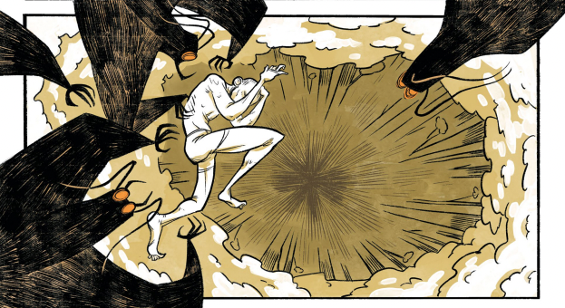 still from the comic of Beth being attacked by moth creatures