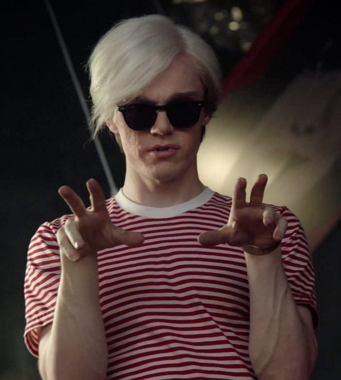 Evan Peters as Andy Warhol in American Horror Story Cult
