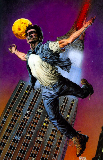 Glenn Fabry's depiction of Cassidy flying from the Empire State Building
