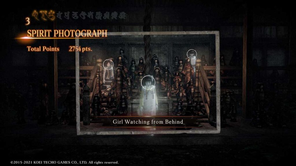 Fatal Frame 5: Second Drop, A child ghost watches from the front of the shrine.