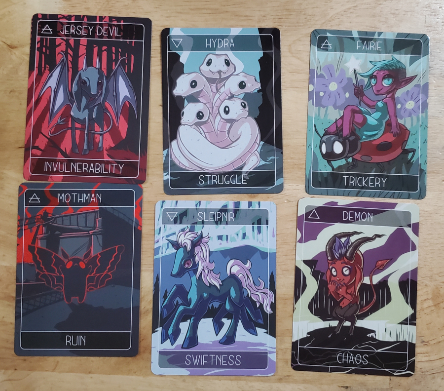 Some of the Adorabyssal cards; 2 from each classification