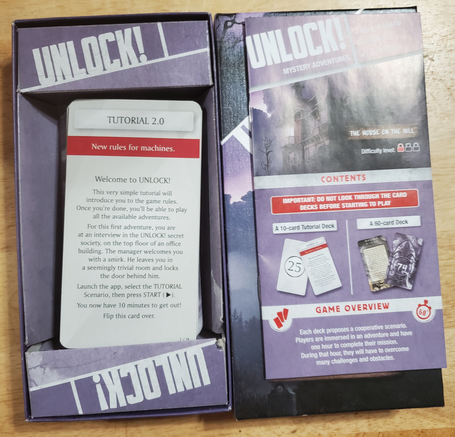 The Unlock: The House on the Hill game components in the box