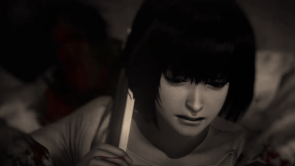 Fatal Frame 5: Second Drop, Fuyuhi struggles against a spirit