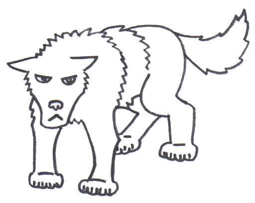 Wolf as drawn by Jennifer Weigel, a 2nd session camping mishap in Twilight 2000 RPG