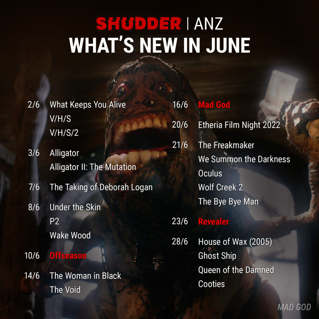 Australia and New Zealand Schedule - June 2022 on Shudder