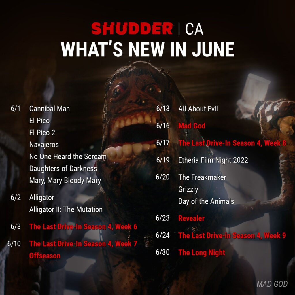 Canada Schedule - June 2022 on Shudder