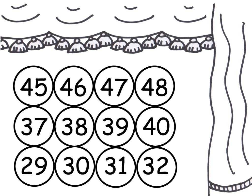 Top Right corner of game board with numbers and edge flourish