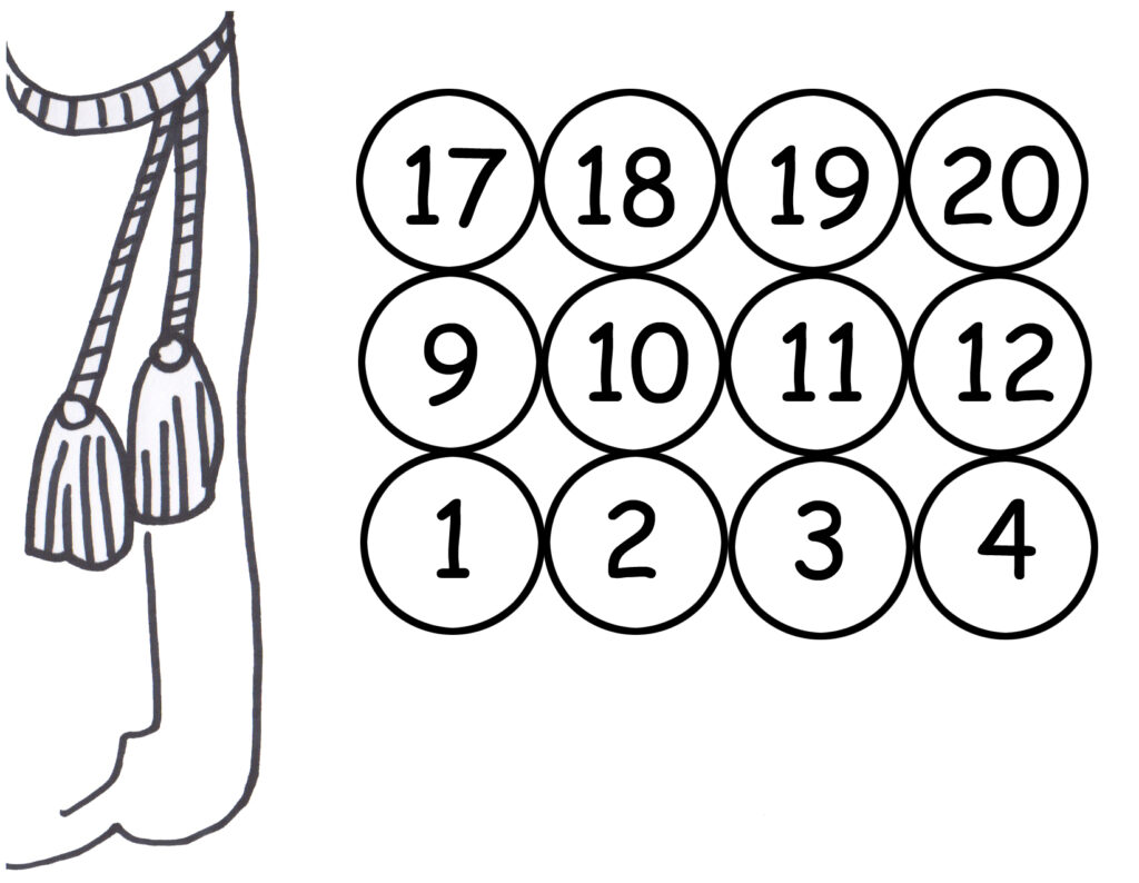 Bottom Left corner of game board with numbers and edge flourish