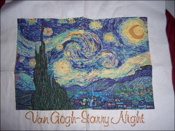 A 'Starry Night' cross-stitch project
