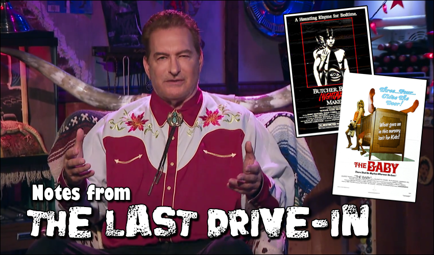 The Last Drive-In S4E7 title card for arrested development night