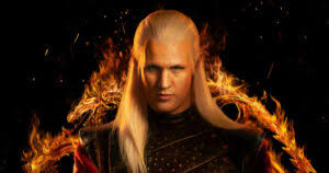 House of the Dragon - Episode 2. An image of Daemon Targaryen surrounded by fire.