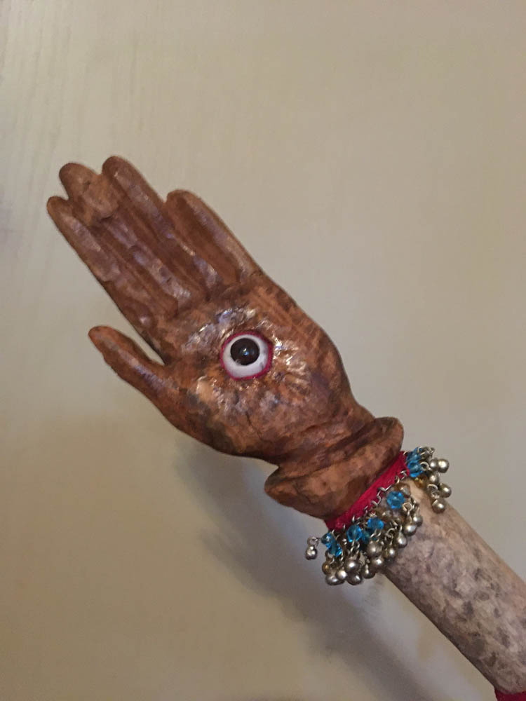 Detail of hand from the larger shaman stick
