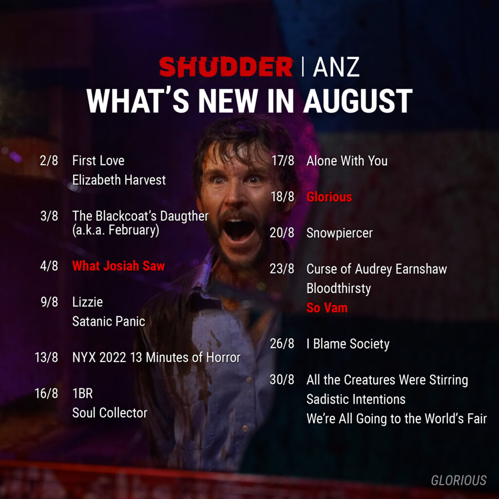 Shudder August 2022 schedule for ANZ