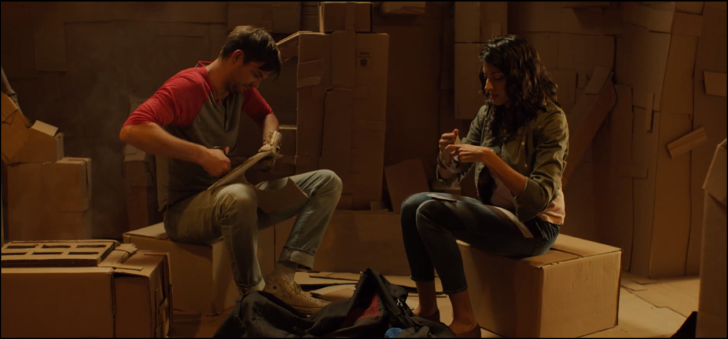 Meera Rohit Kumbhani (Annie) and Nick Thune (Dave) craft for their vary lives within the cardboard maze