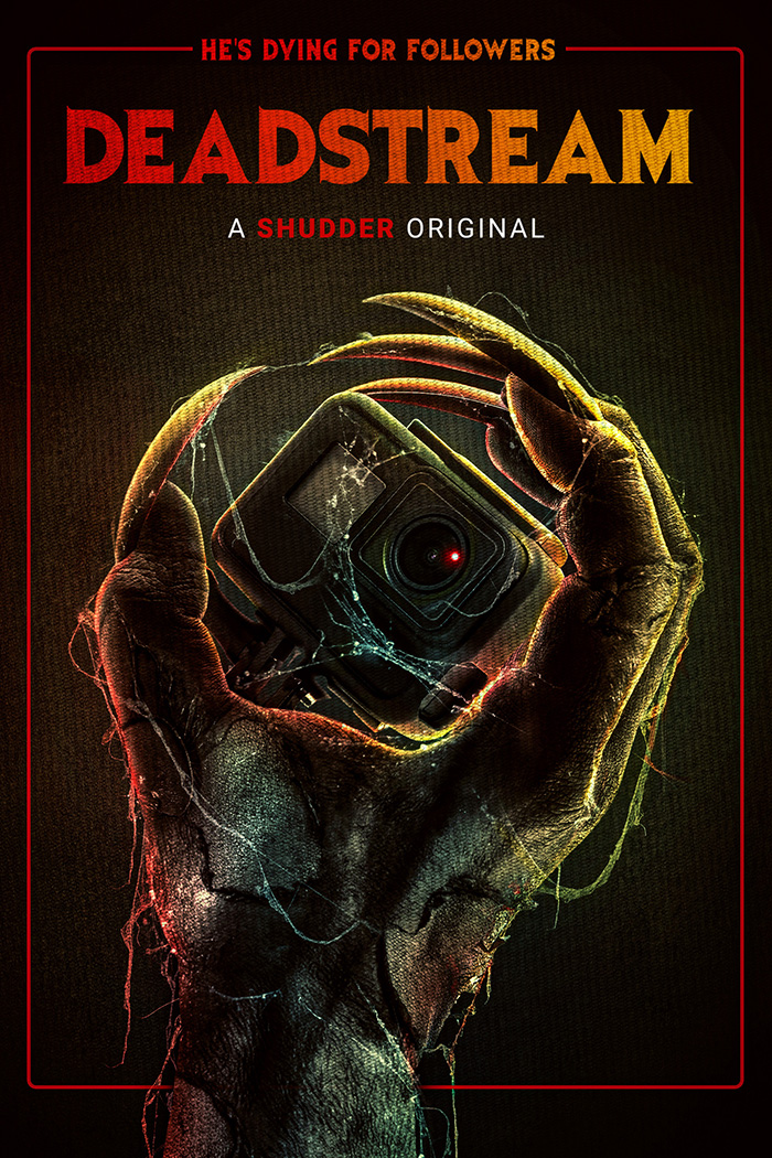 Deadstream key art depicting digital camera clutched by evil spirit