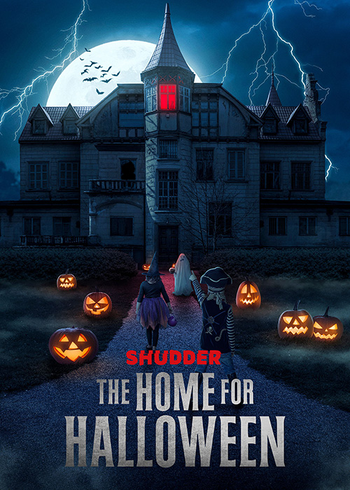 September 2022 on Shudder is "the Home for Halloween" | Trick or Treaters approaching a spooky house as jack--lanterns line the approach