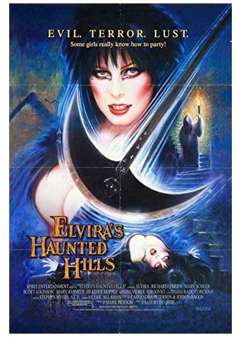 'Elvira's Haunted Hills' (2001) poster, featured in Joe Bob's Haunted Halloween Hangout