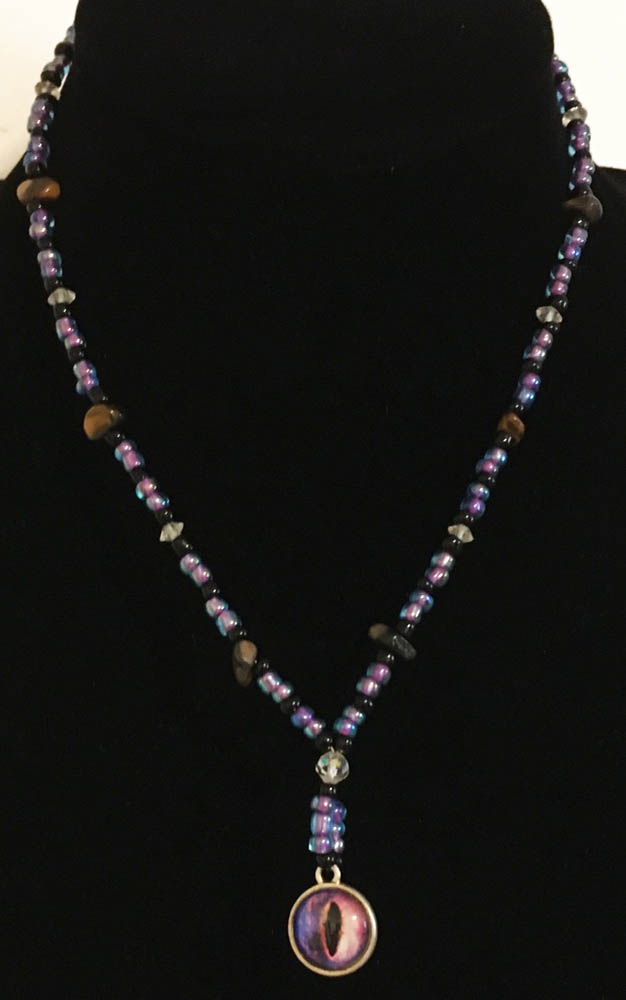Eye Candy Necklace by Jennifer Weigel with violet pink Evil Eye