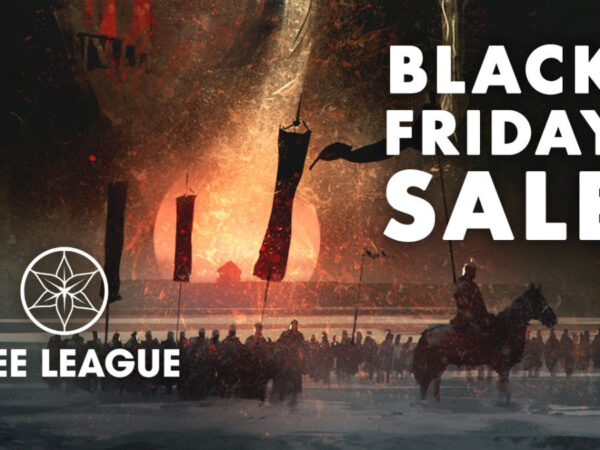 the words Black Friday Sale and Free League can be seen over a general on a horse preparing an army for battle