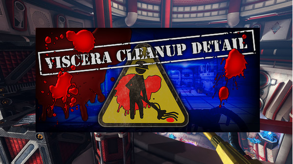 A janitor cleaning with the text "Viscera Cleanup Detail"
