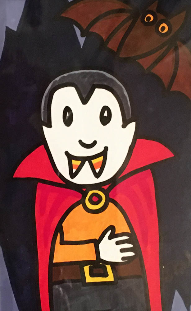 Candy Corn Vampire marker drawing