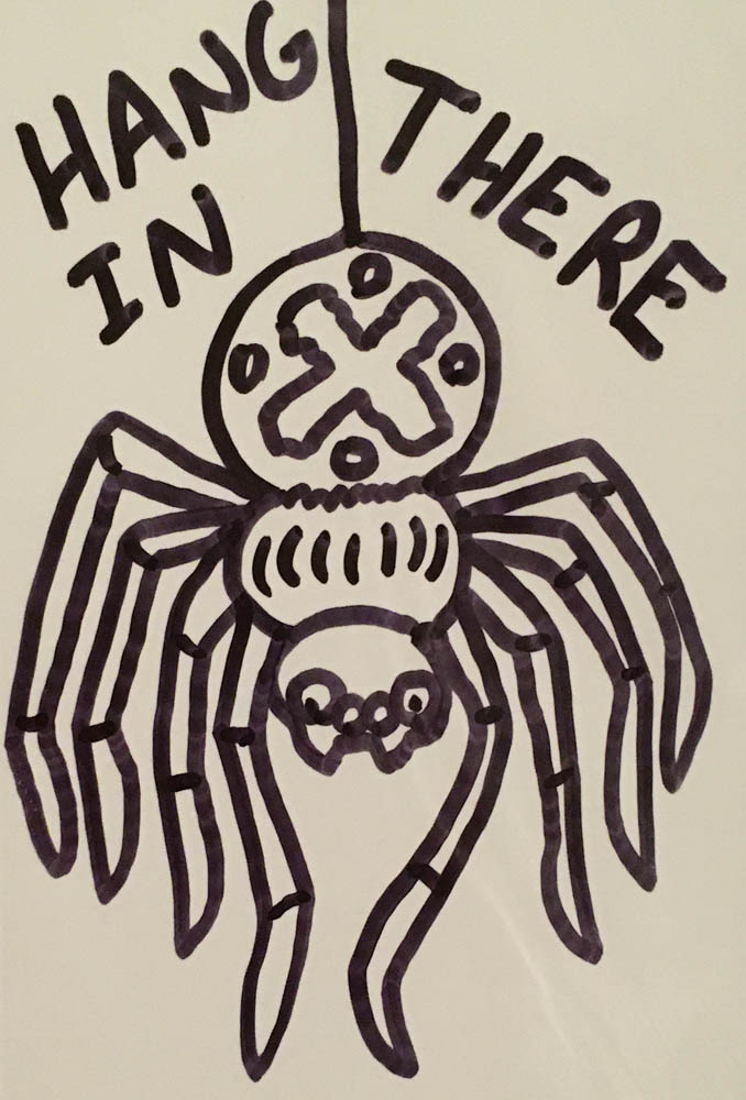 Hang in There Spider line drawing