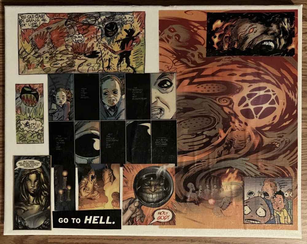 Go To Hell creepy comics collage by Jennifer Weigel