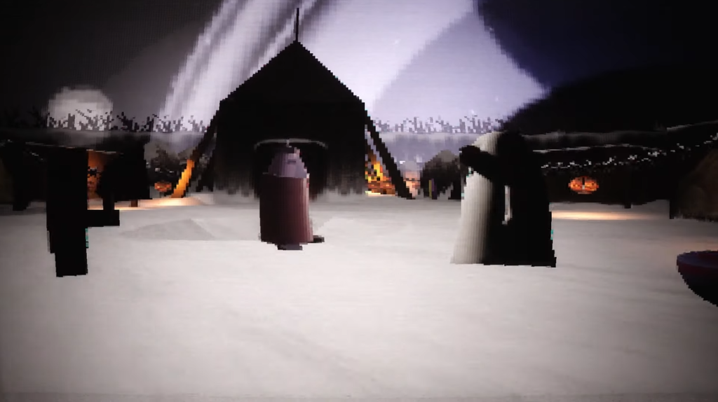 A screenshot from Do They Know of the snowy village.