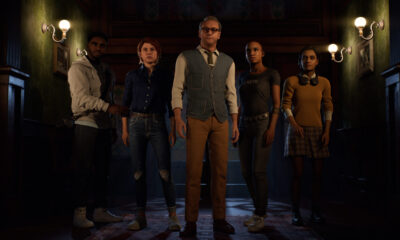 A group of the main characters are standing in front of the camera, left to right - Mark, Kate, Charlie, Jamie and Erin