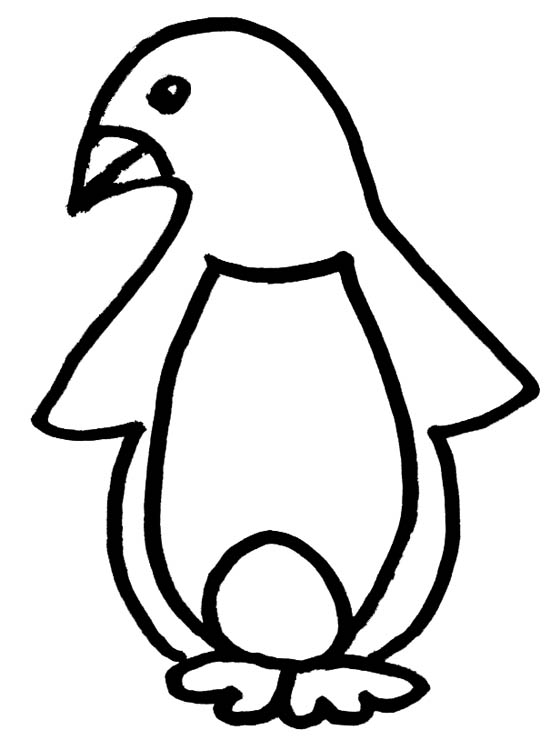 Drawing of penguin dad with egg on feet