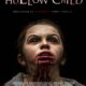 A Girl with blood covering her mouth and colorless black eyes. The black background shows the title: The Hollow Child