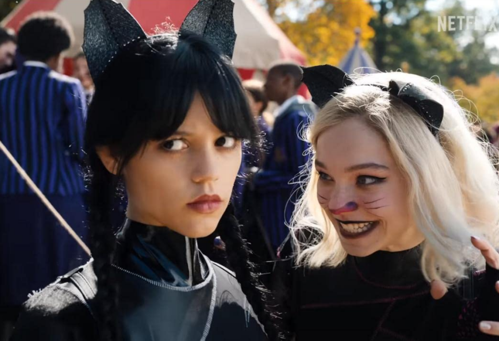 Jenna Ortega and Emma Myers in Wednesday 