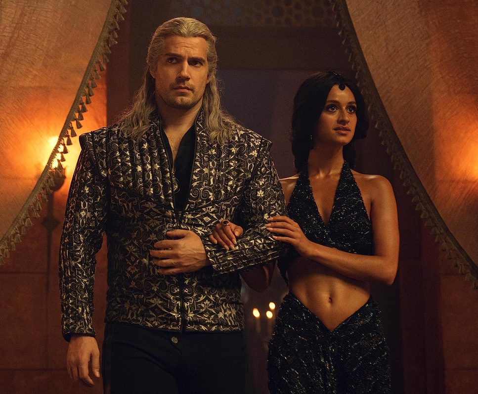 Henry Cavill and Anya Chalotra in The Witcher.
