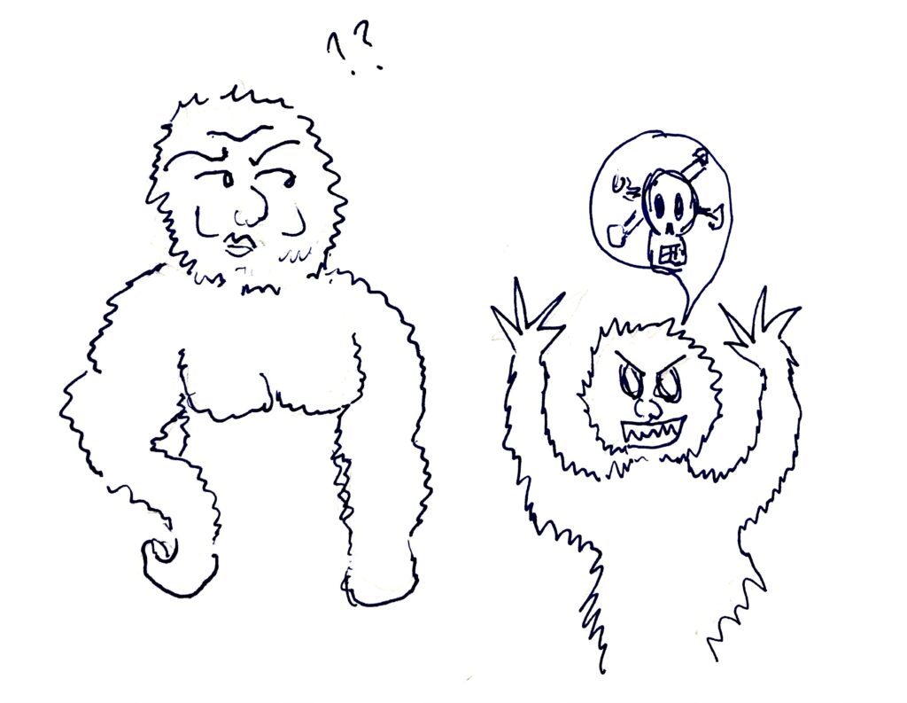 Bigfoot with a Little ape gremlin thing that they talk about